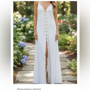 San Joy White Sleeveless Button-Down Maxi Dress